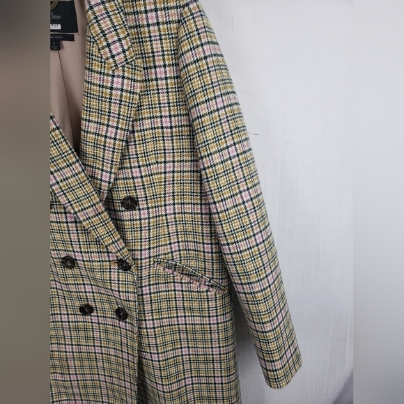J.Crew Italian Wool Womens Green/Ivory Plaid Button Down Midi Length Coat Sz 2 - Picture 8 of 15